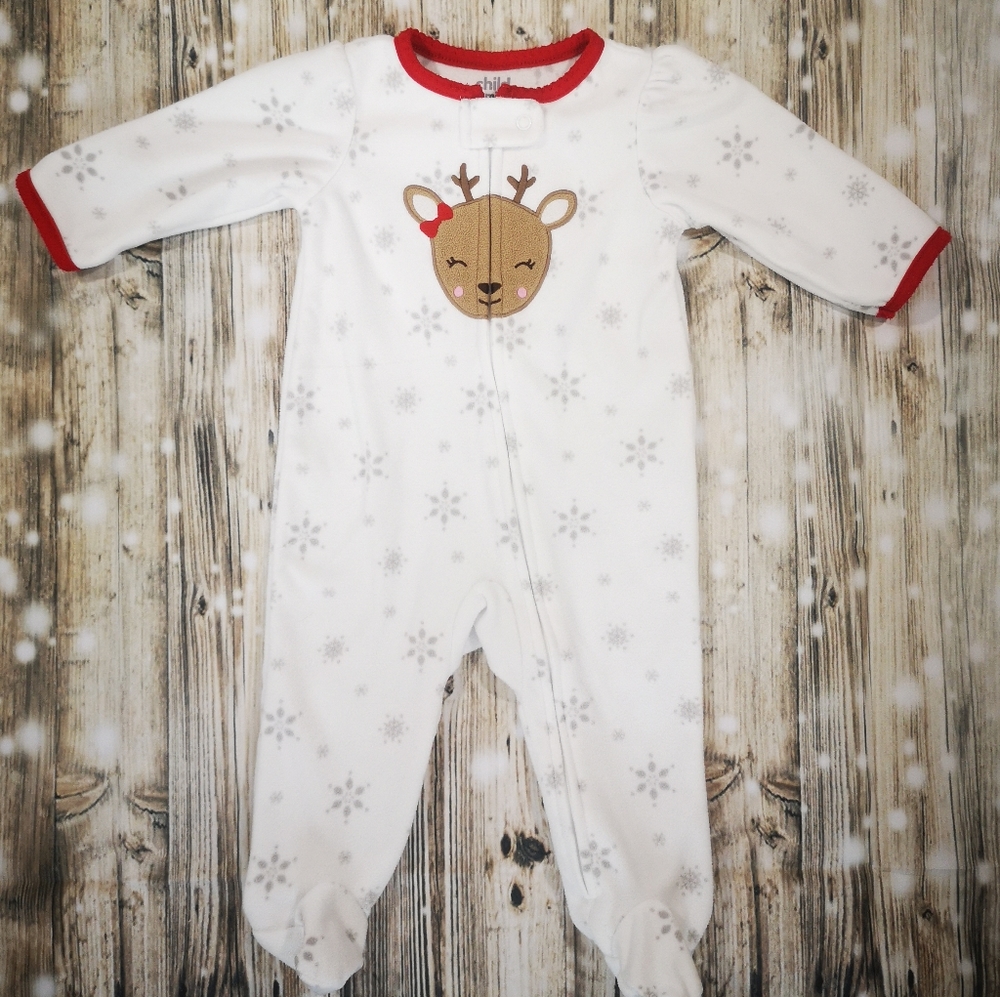 ❄️ Raindeer Fleece Full zip Sleeper; 3-6 Months